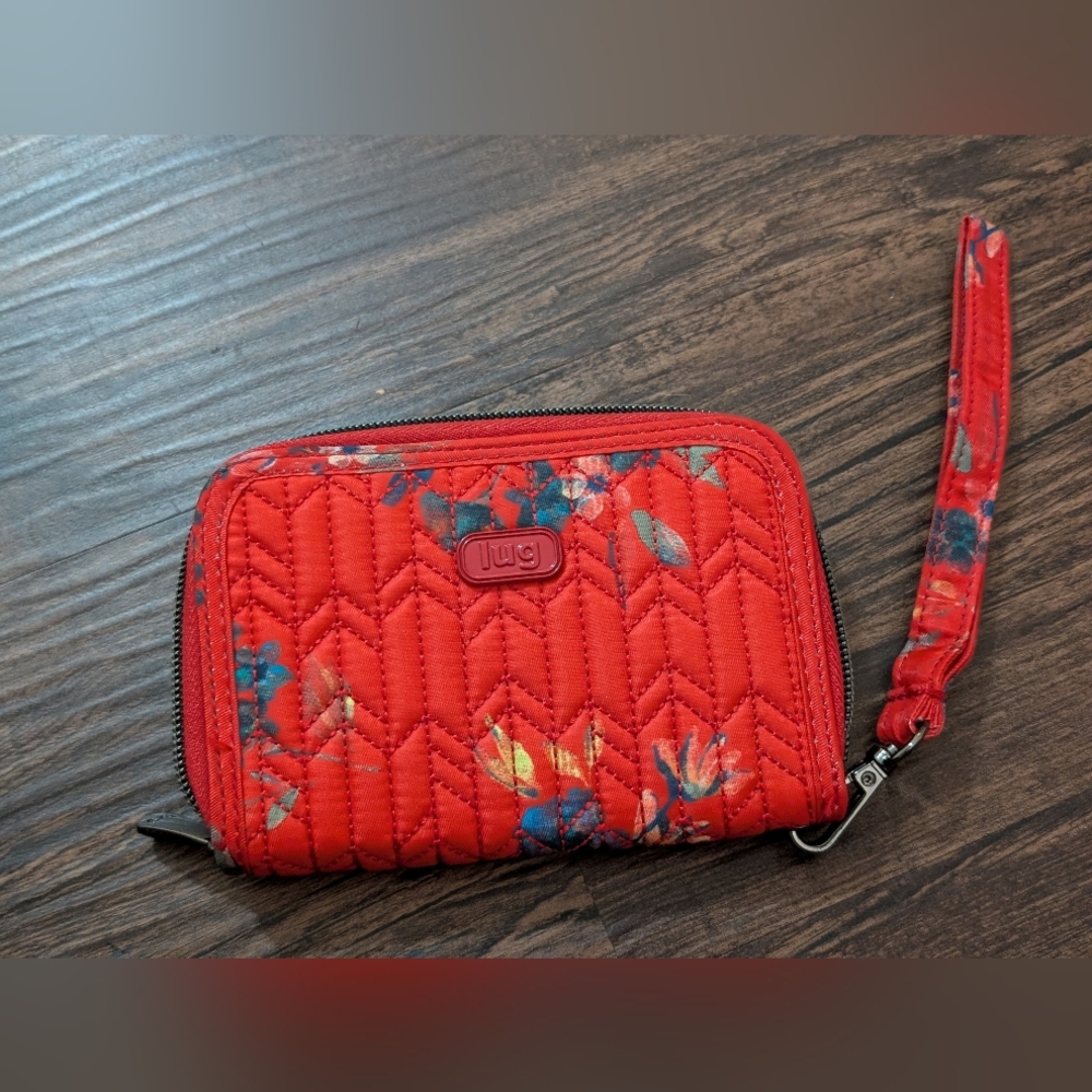 Lug Red Quilted Clutch with Floral Design